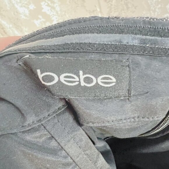 Bebe Nikita Herringbone Strapless Black White Bodycon Mini Dress Zippers Size 2 - Picture 6 of 10